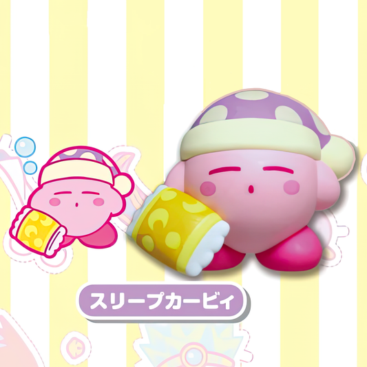 SLEEPY KIRBY WITH PILLOW - KIRBY'S SUTEKI MUTEKI! Gashapon Capsule Figure (NEW)