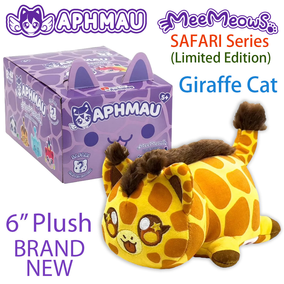 GIRAFFE CAT - MeeMeows SAFARI Limited Edition from Aphmau (BRAND NEW) 6" Plush