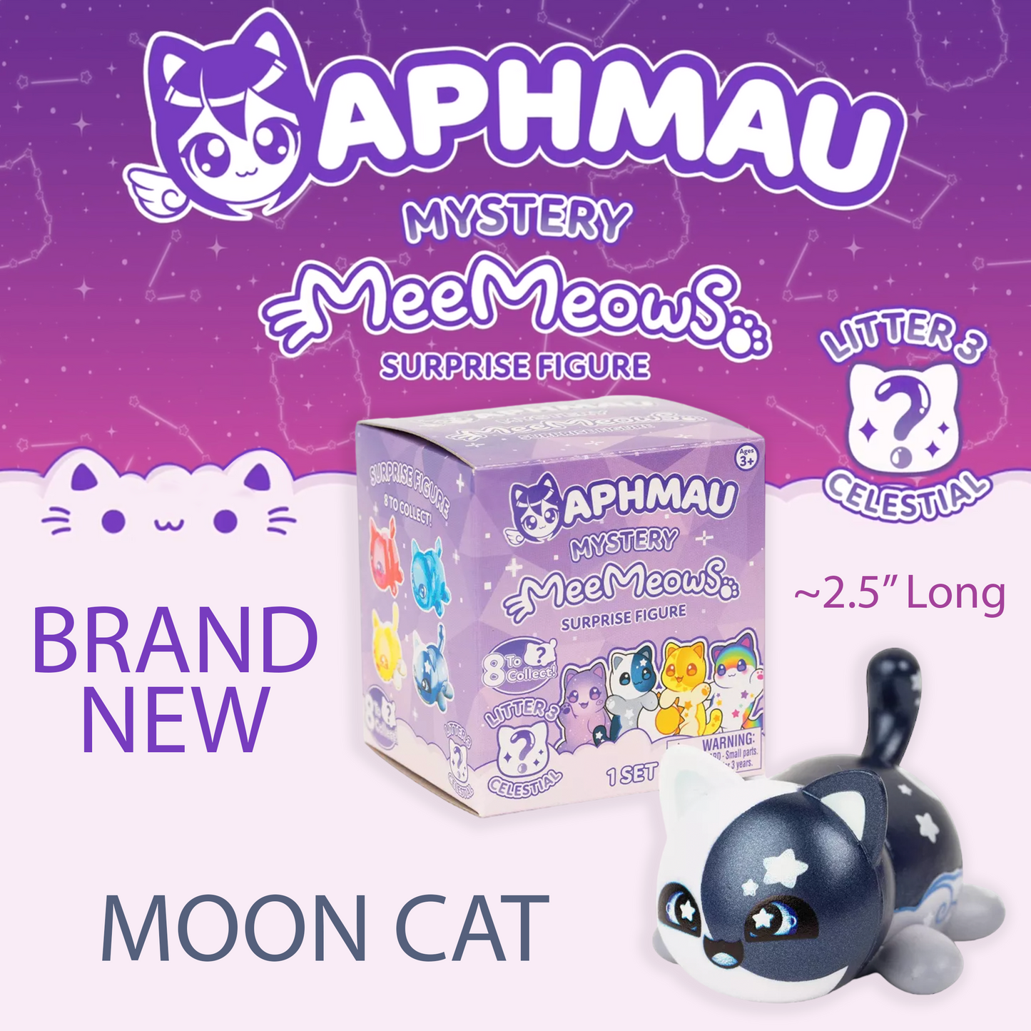 MOON CAT - MeeMeows Mystery Cat Figure Litter 3 from Aphmau (NEW) Cute Kitty