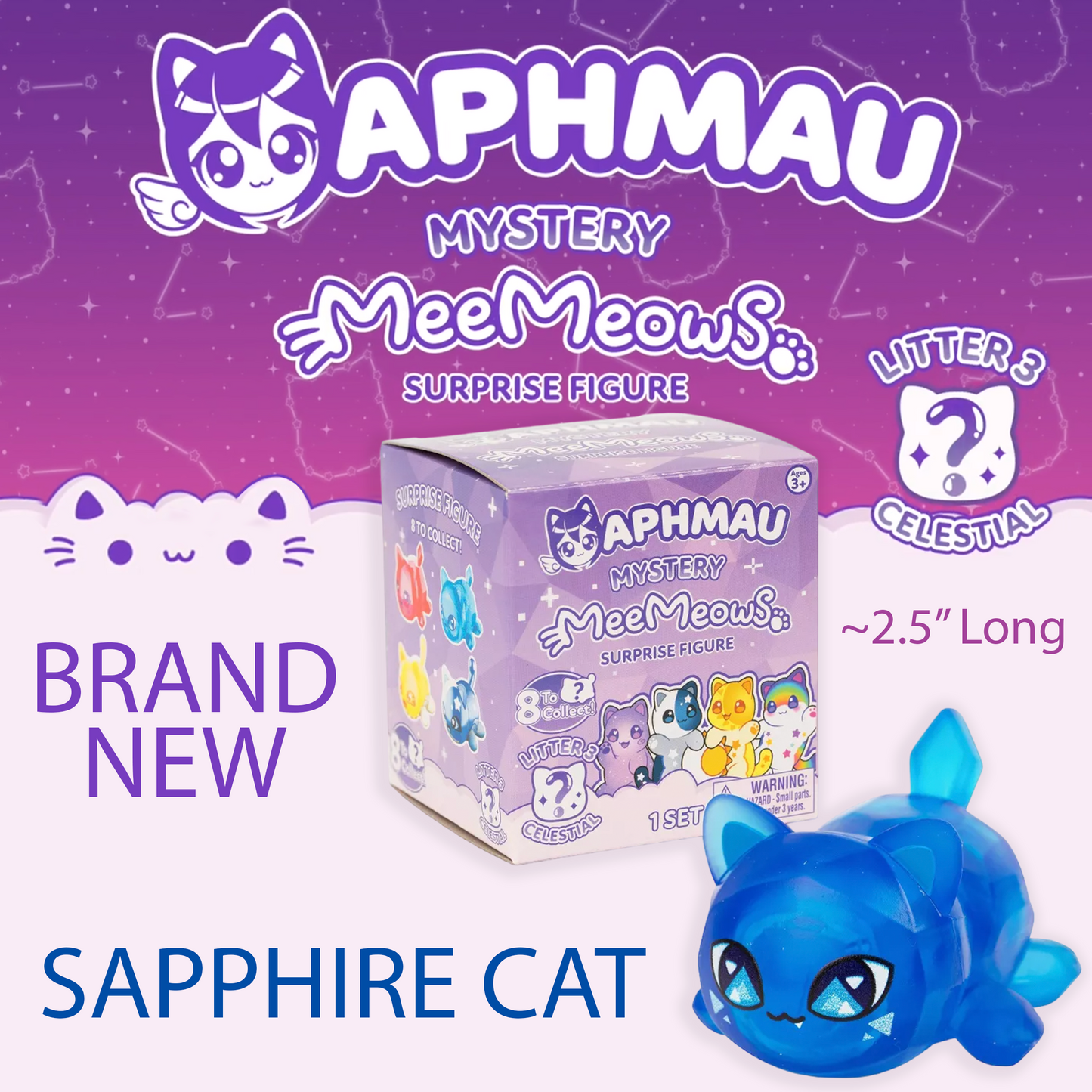 SAPPHIRE CAT - MeeMeows Mystery Cat Figure Litter 3 from Aphmau (NEW) Cute Kitty