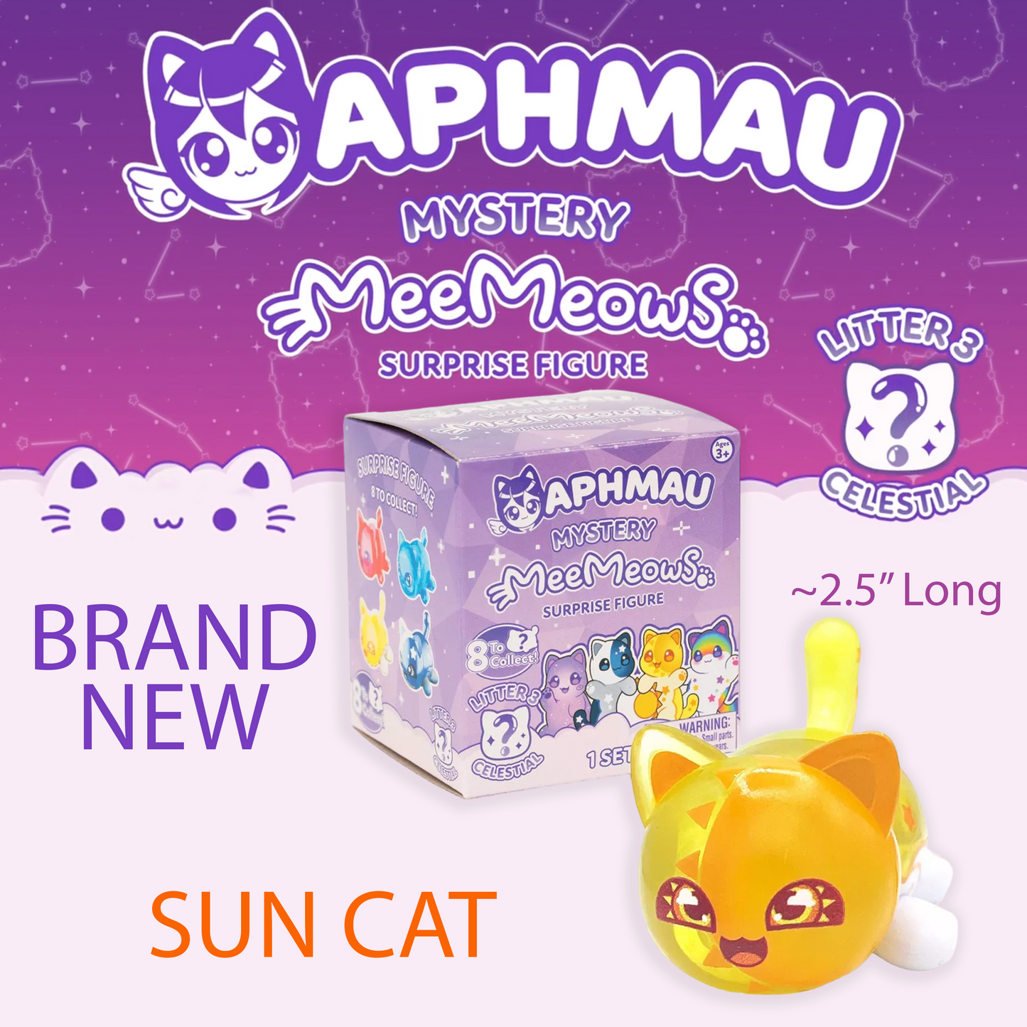 SUN CAT - MeeMeows Mystery Cat Figure Litter 3 from Aphmau (NEW) Cute Kitty