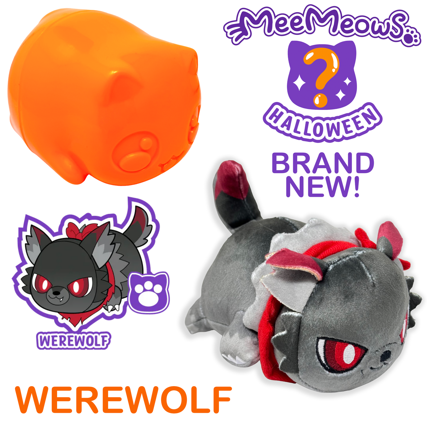 WEREWOLF CAT - MeeMeows HALLOWEEN EGG 2023 from Aphmau (NEW) VERY RARE PLUSH