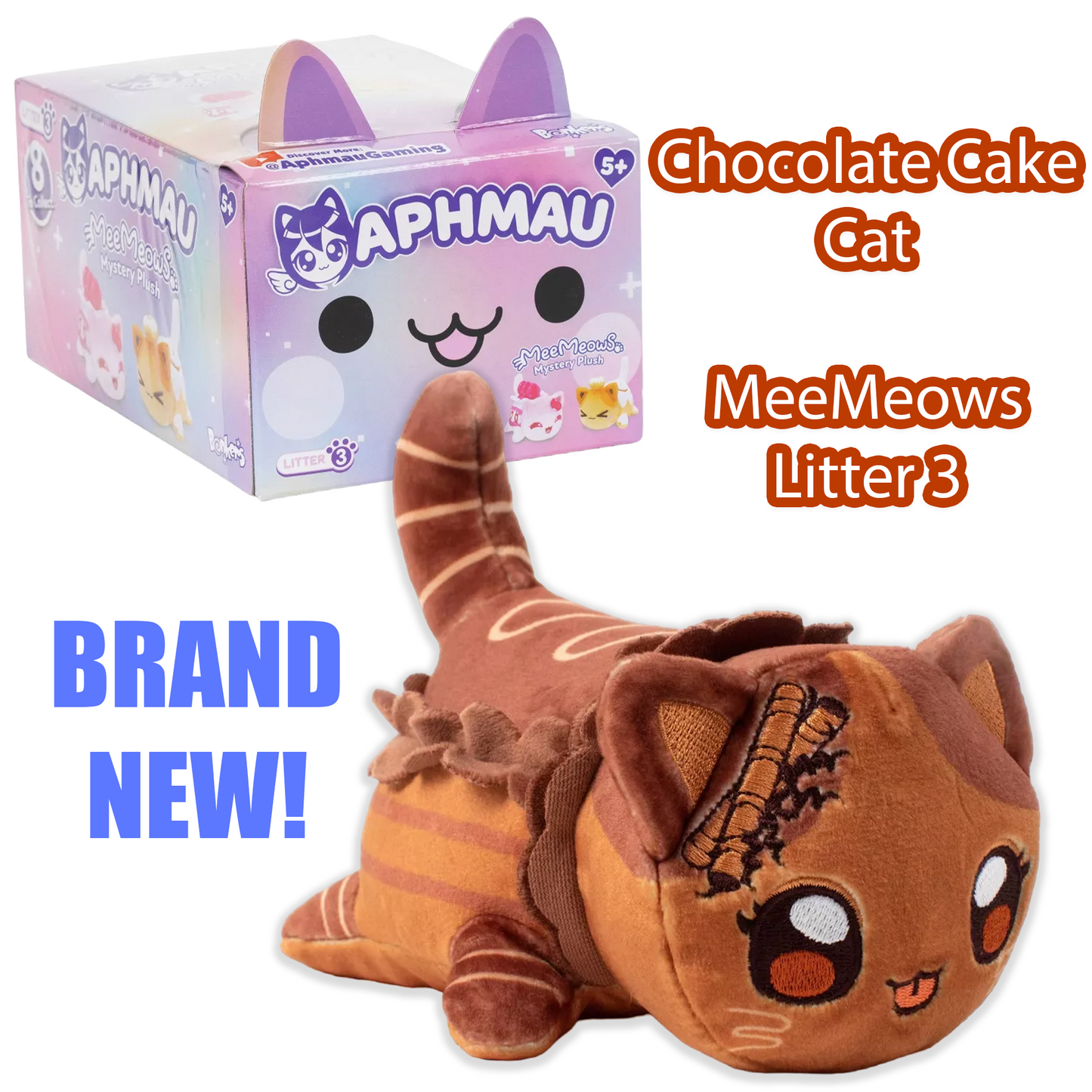 CHOCOLATE CAKE CAT - MeeMeows Litter 3 from Aphmau (BRAND NEW) Kitty Plushie!