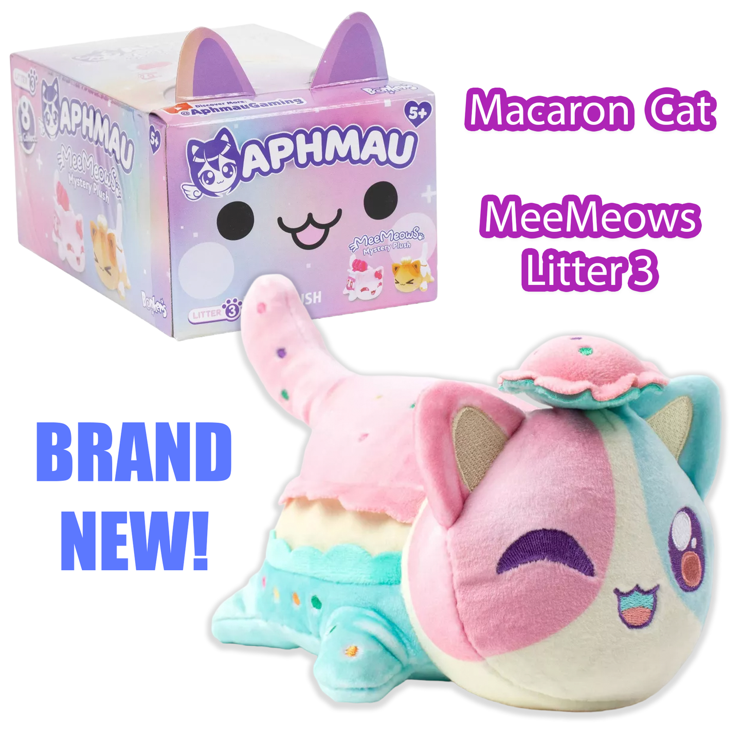MACARON CAT - MeeMeows Litter 3 from Aphmau (BRAND NEW) RARE Kitty Plushie!