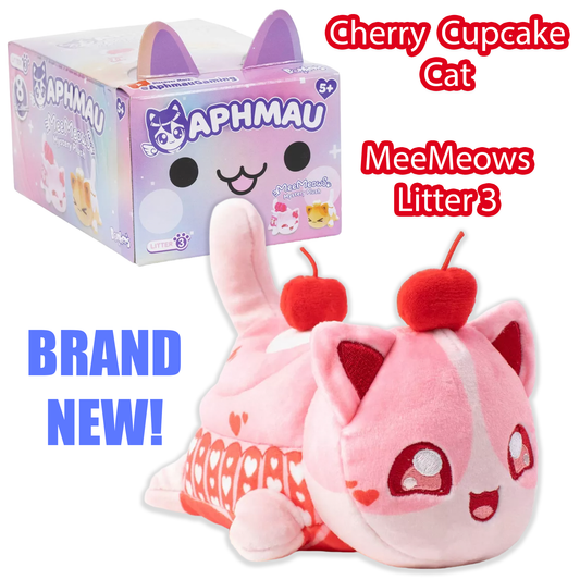 CHERRY CUPCAKE CAT - MeeMeows Litter 3 from Aphmau (BRAND NEW) Kitty Plushie!