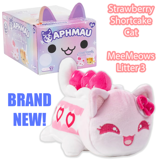 STRAWBERRY SHORTCAKE CAT - MeeMeows Litter 3 - Aphmau (BRAND NEW) Kitty Plushie!