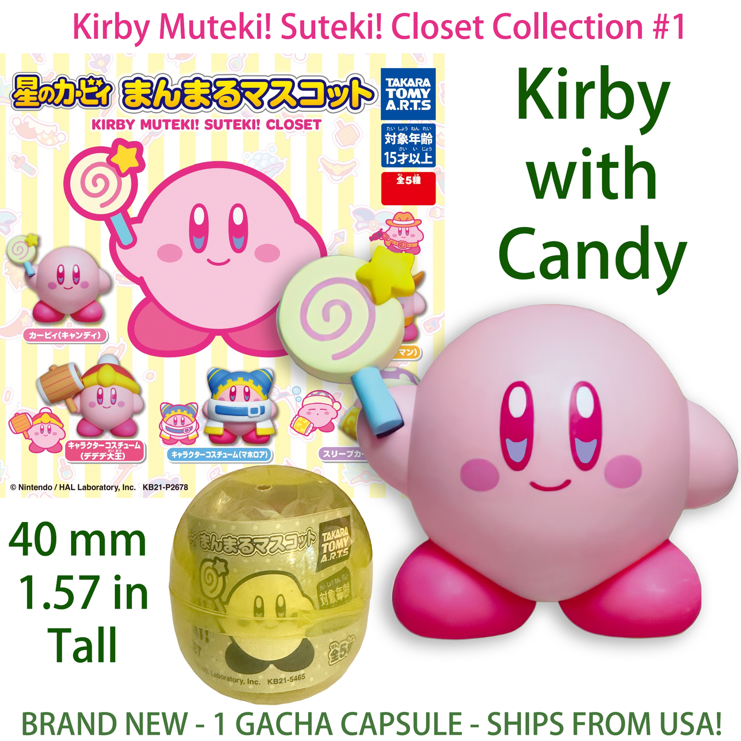 KIRBY'S SUTEKI MUTEKI! Gashapon Capsule Figure COMPLETE COLLECTION (5 Toys, NEW)