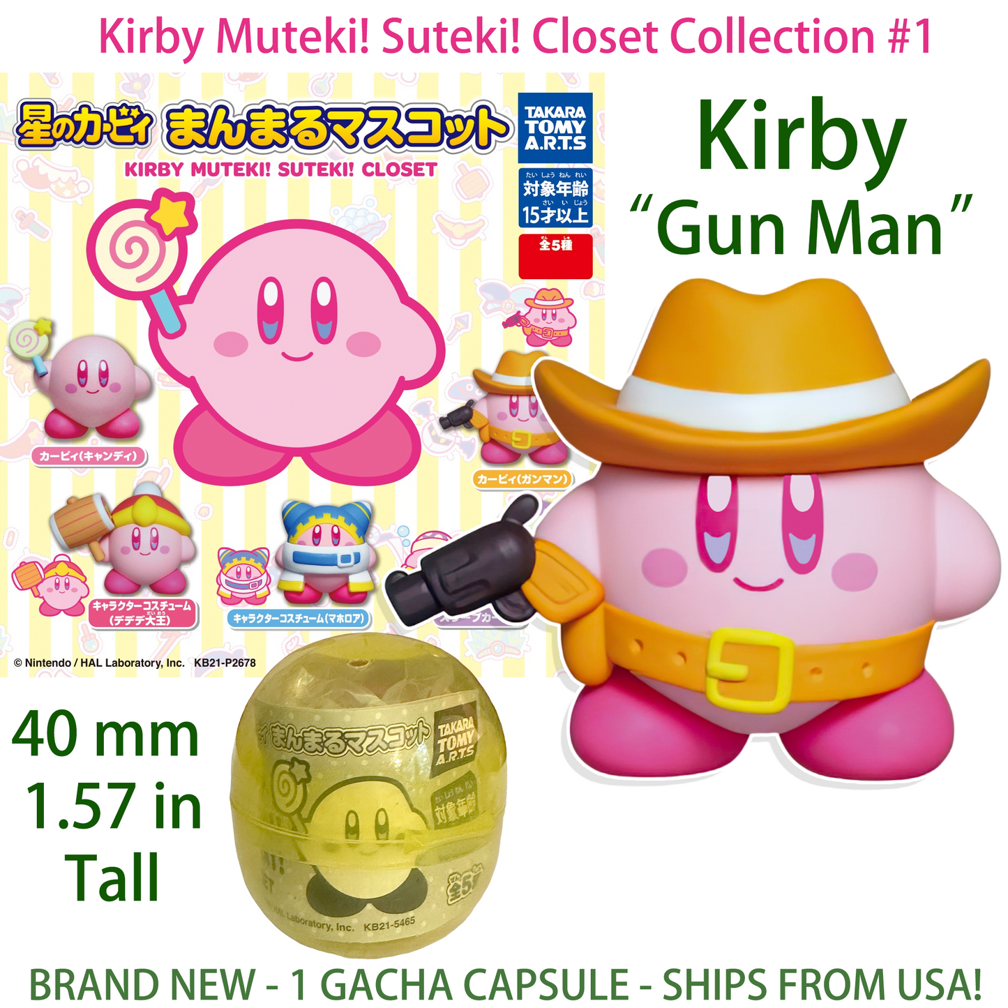 KIRBY'S SUTEKI MUTEKI! Gashapon Capsule Figure COMPLETE COLLECTION (5 Toys, NEW)