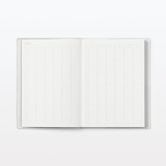 MUJI 2024 Monthly Weekly Yearly Planner WHITE GRAY A6 (Starts December 23) USA