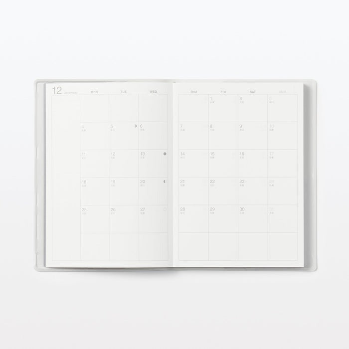 MUJI 2024 Monthly Weekly Yearly Planner WHITE GRAY A5 (Starts December 23) USA
