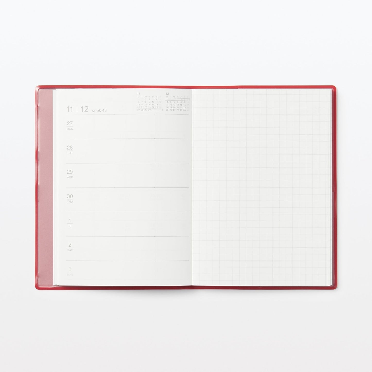 MUJI 2024 - Monthly / Weekly / Yearly Planner RED B6 (Starts December 23) USA