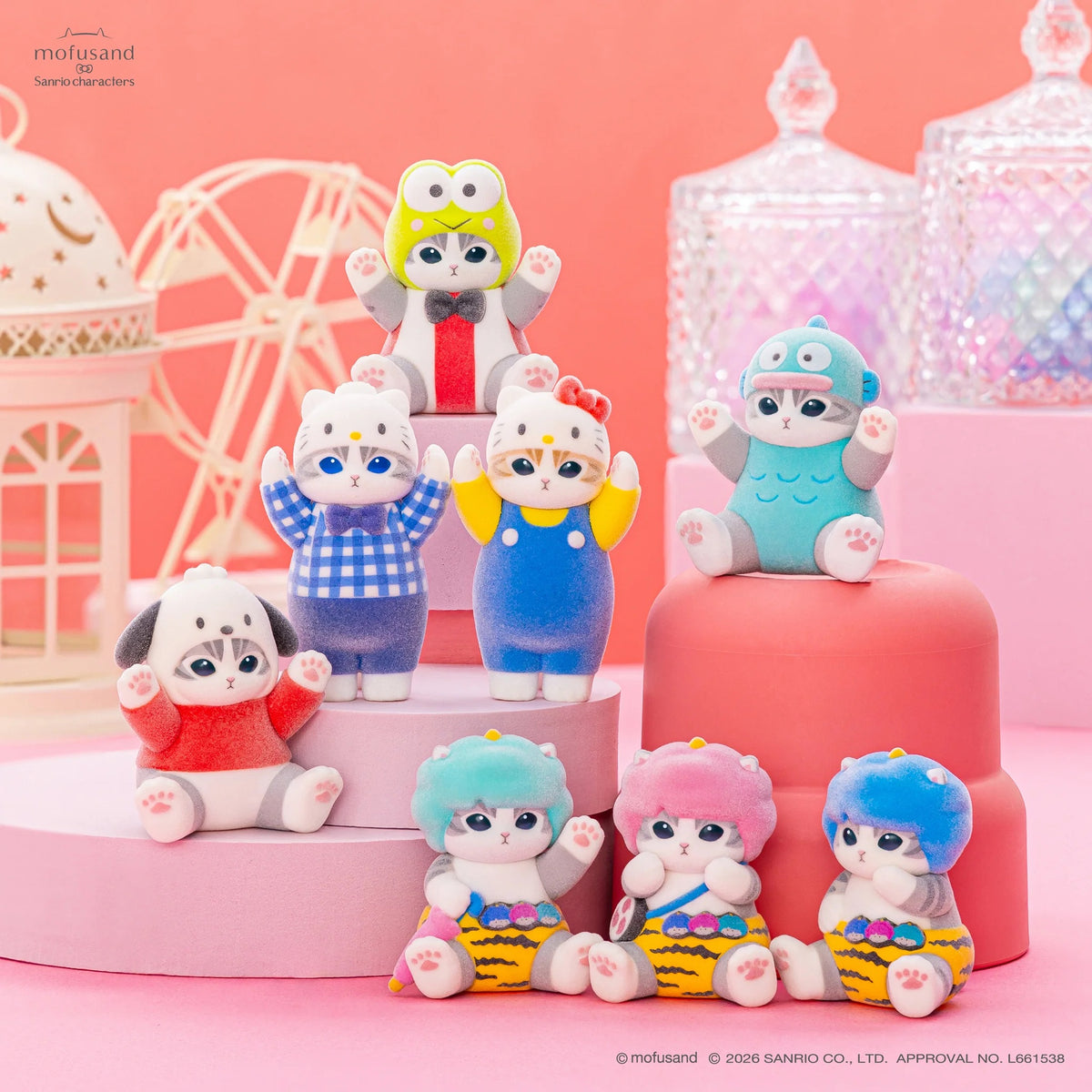 Mofusand x Sanrio Characters Mofumofu Flocked Figure Collection Vol. 1 Blind Box (NEW) [Sold Individually]