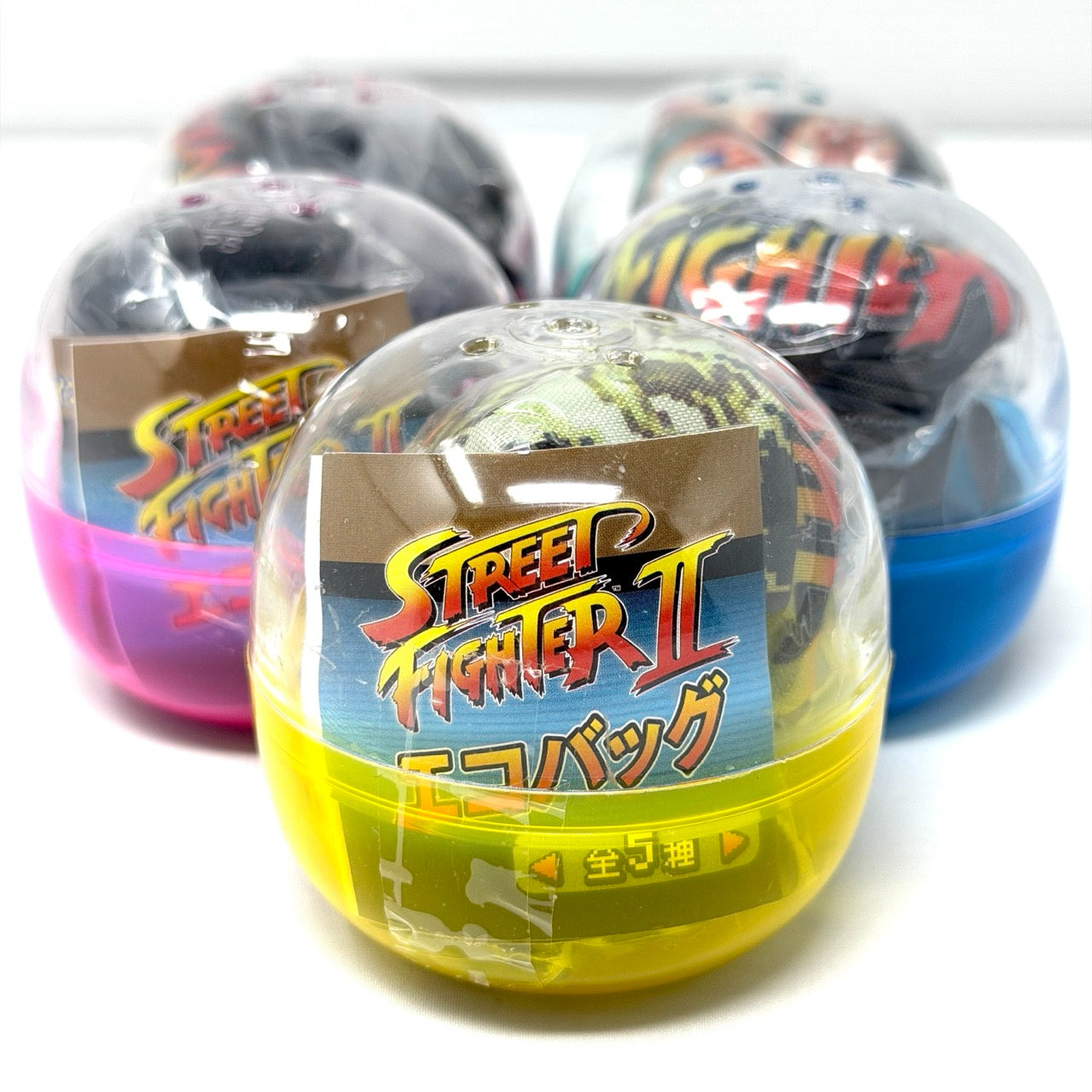 Street Fighter II Eco Bags Gacha Collection from PROOF (NEW, 2023) FULL SET of 5! RARE & HTF!
