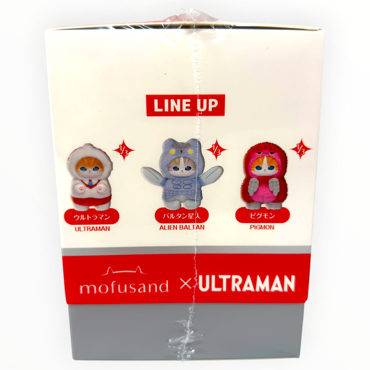 Packaging details for the Mofusand x Ultraman Kiramekko Vol. 1 blind box