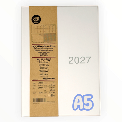 MUJI 2027 A5 Monthly & Weekly Planner