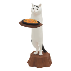 Cat Cafe white-and-black cat serving pasta