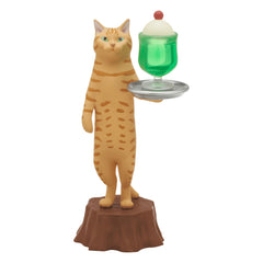 Cat Cafe orange tabby cat serving cream soda