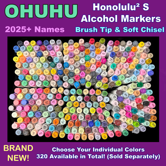OHUHU Honolulu2 S Alcohol Marker - Brush & Soft Chisel Tips - Choose Your Individual Color (320 Colors)