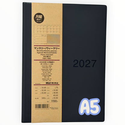 MUJI 2027 A5 Monthly & Weekly Planner