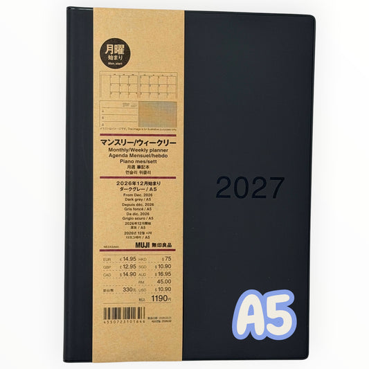 MUJI 2027 A5 Monthly & Weekly Planner