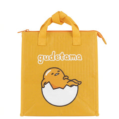 Side of the Gudetama Face lunch bag with logo and eggshell character artwork