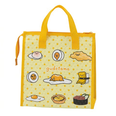 Reverse side of the Gudetama insulated lunch bag with egg and sushi artwork