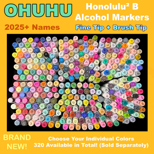 OHUHU Honolulu2 B Alcohol Marker - Fine + Brush Tips - Choose Your Individual Color (320 Colors)