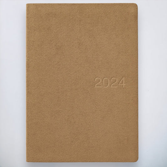 MUJI PLANNER A5 2024 - Faux Suede BEIGE (December 2023 to 2024) NEW - USA SHIP