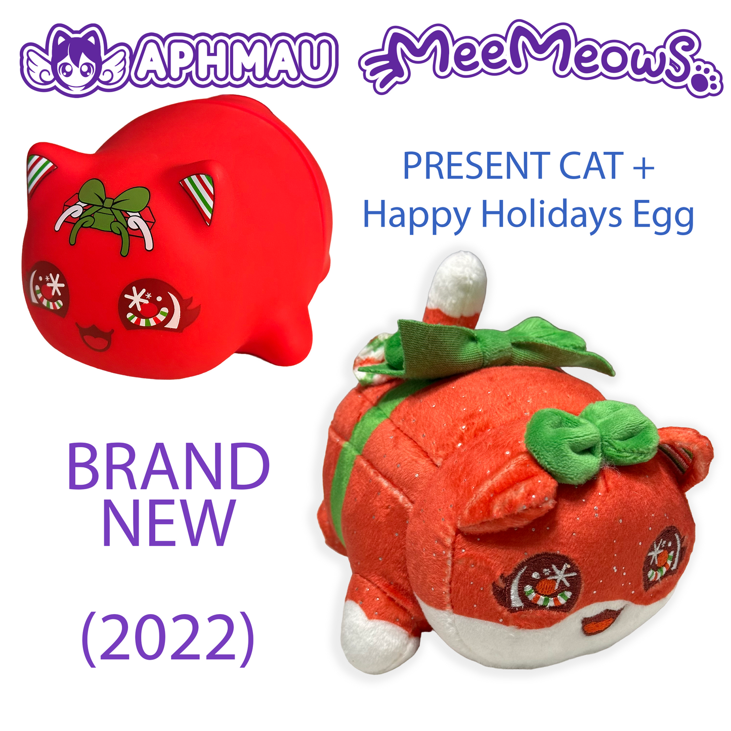 PRESENT CAT - MeeMeows HAPPY HOLIDAYS EGG from Aphmau (NEW) RARE Christmas Plush