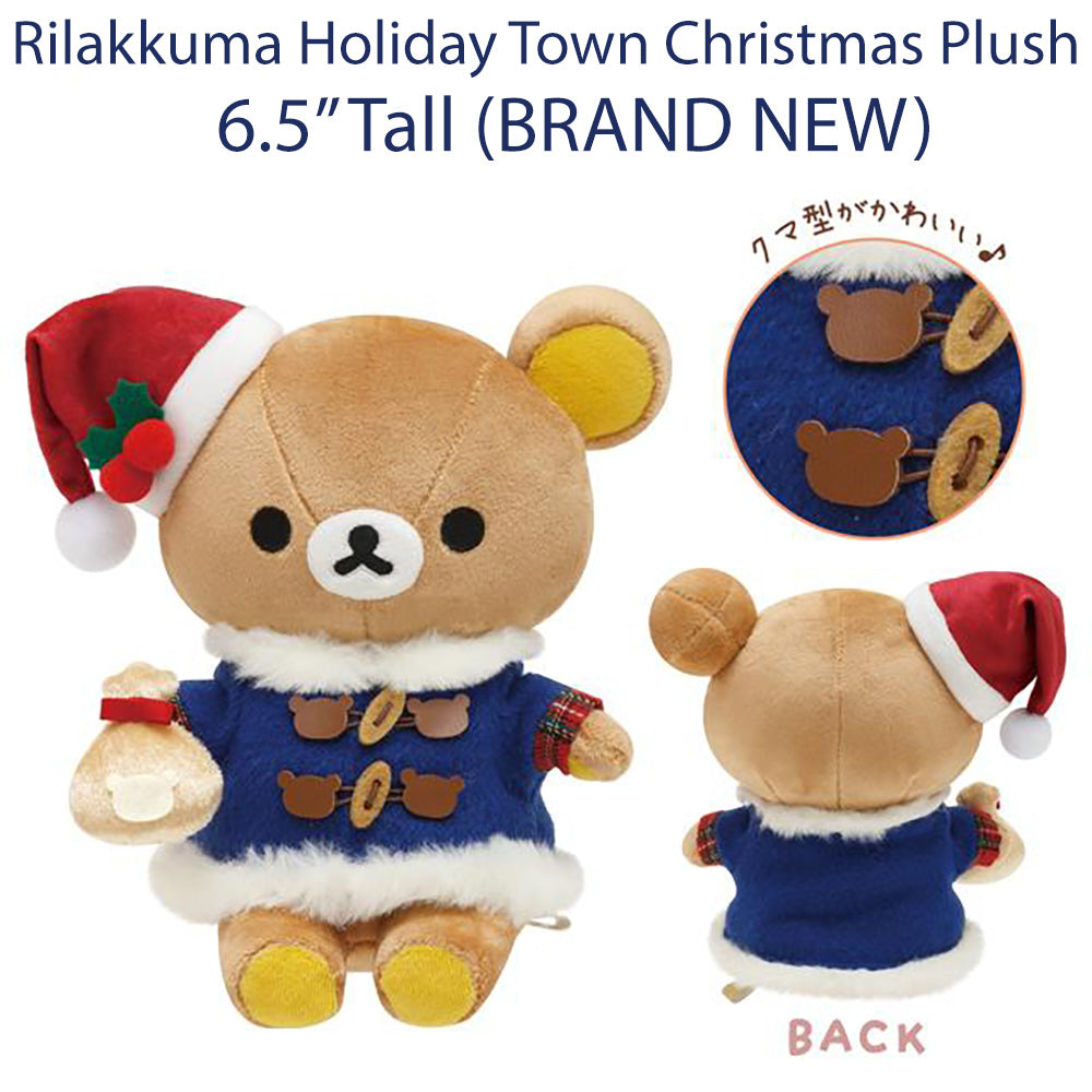 RILAKKUMA - Blue Jacket, Santa Hat, Bear Bag Holiday Town Christmas Plush (2023)