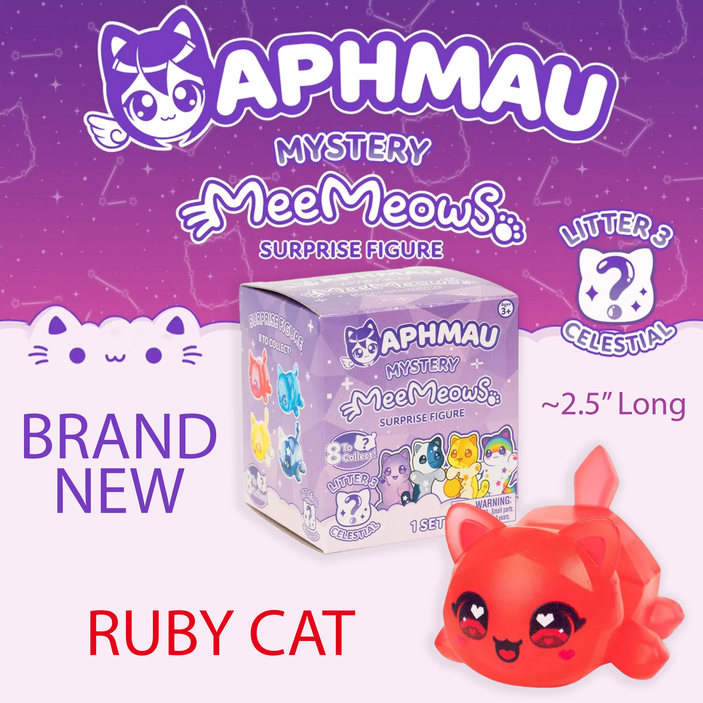 RUBY CAT - MeeMeows Mystery Cat Figure Litter 3 from Aphmau (NEW) Cute Kitty