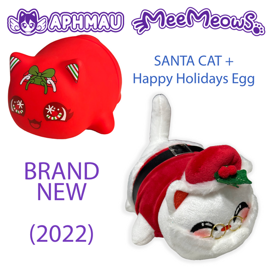 SANTA CAT - MeeMeows HAPPY HOLIDAYS EGG from Aphmau (NEW) RARE Christmas Plush