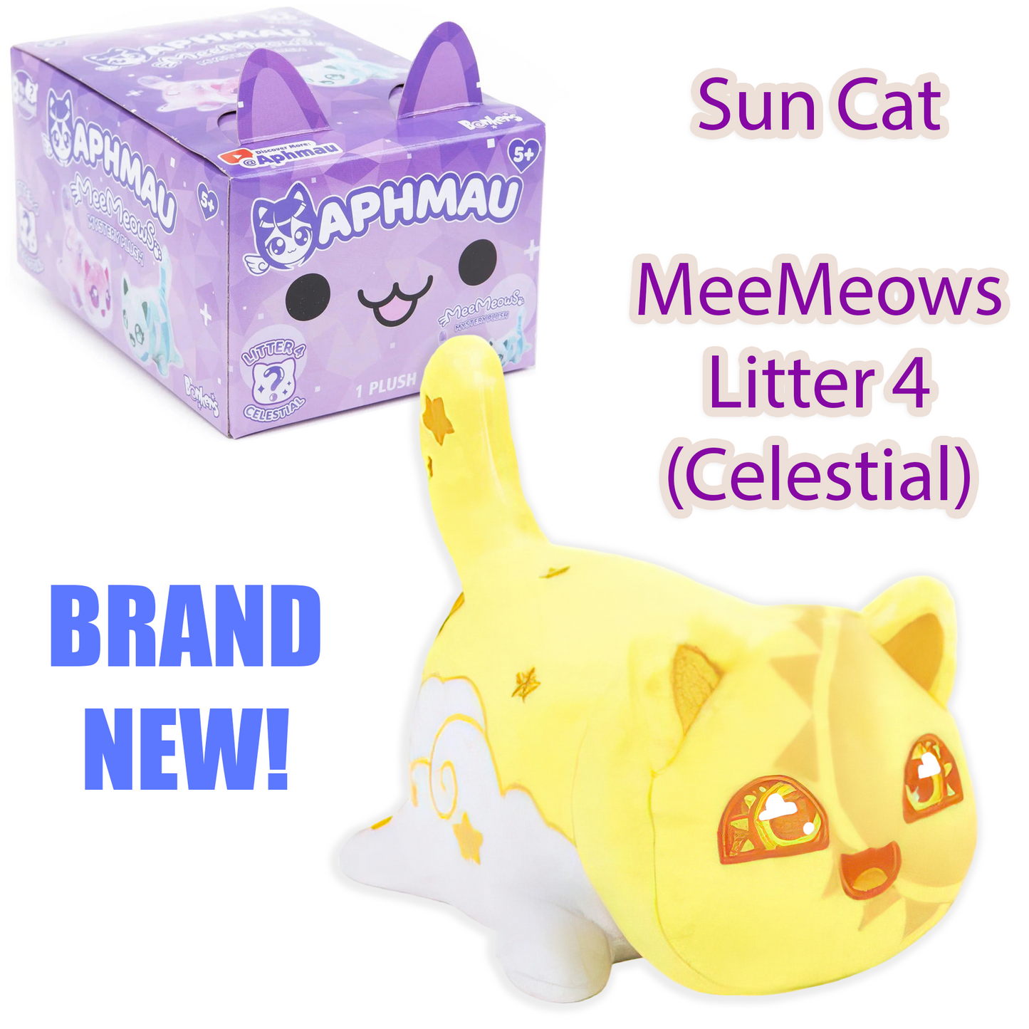 SUN CAT - MeeMeows Litter 4 from Aphmau (BRAND NEW) Cute Kitty Plushie!