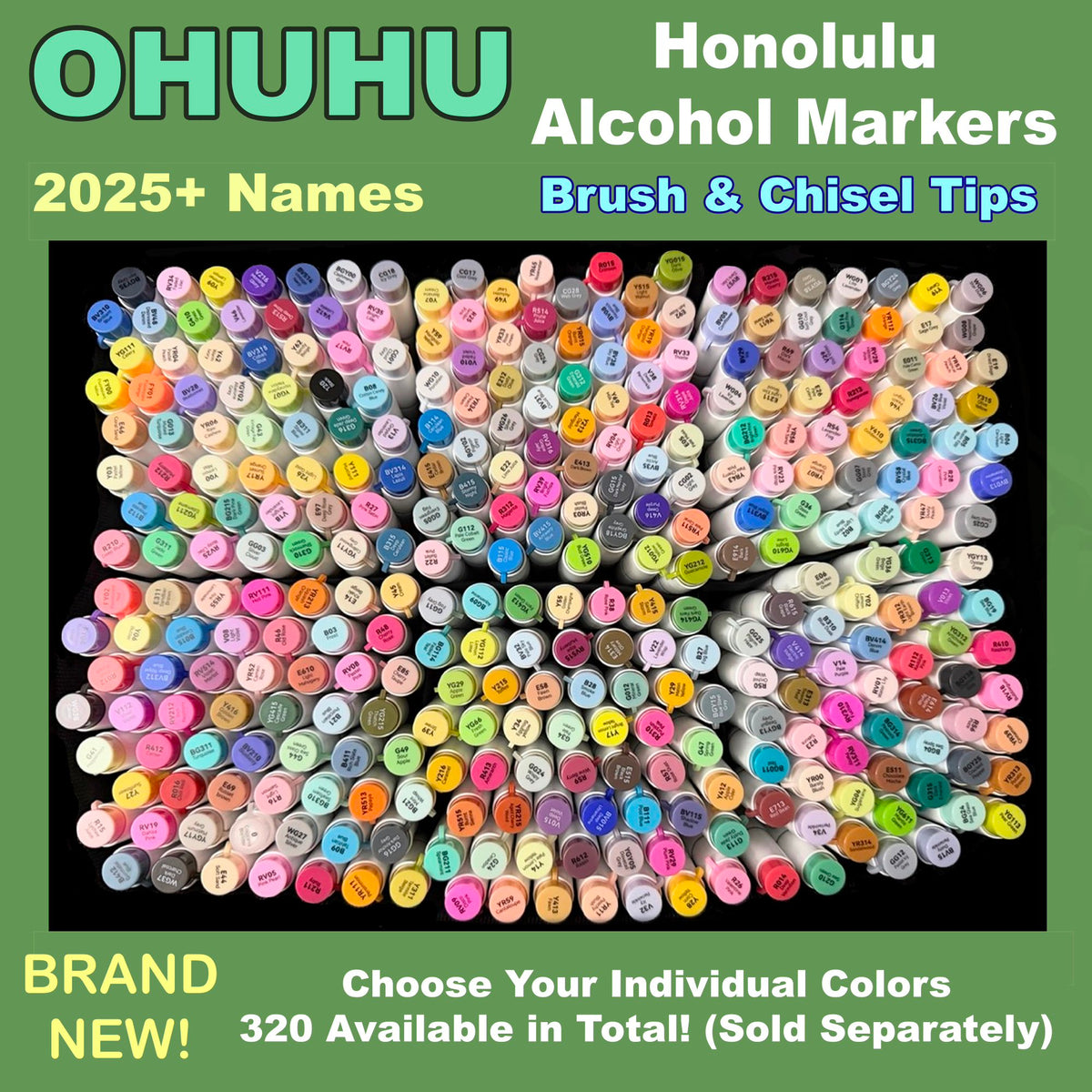 OHUHU Honolulu Alcohol Marker — Brush + Chisel — Choose Your Individual Color (2025+ Names)